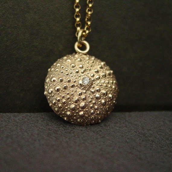 Sea Urchin Necklace Dainty - Handcrafted Shell Necklace - Summer Jewelry