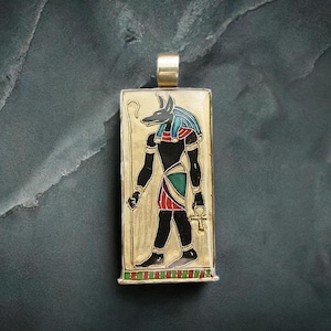Anubis Pendant Necklace Standing - God of Death - Hand Painted Egyptian Jewelry