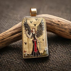 The Morrigan Pendant - Hand Carved & Painted Crow Shapeshifter Celtic Goddess of Fate, Destiny, Circle of Life and War - Irish Mythology