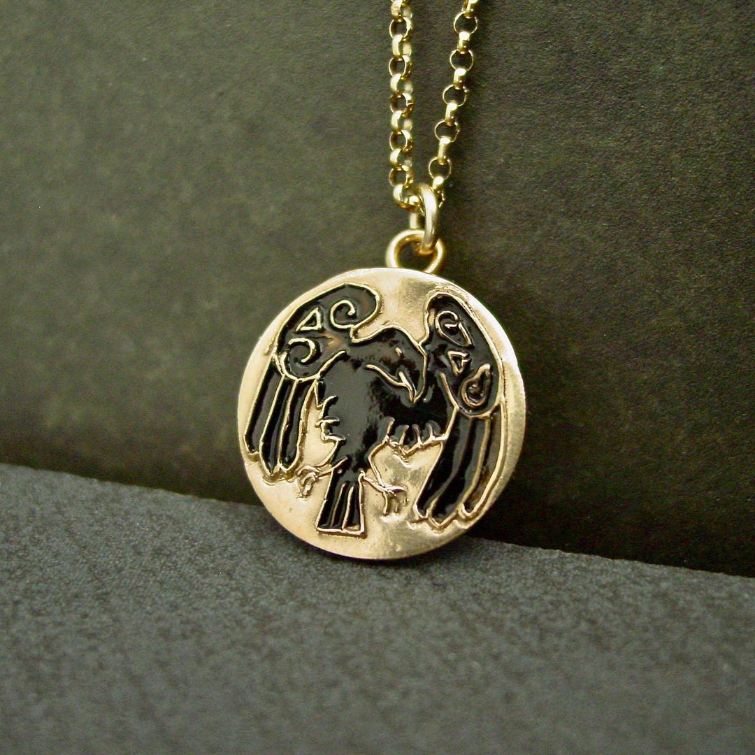 Celtic Raven Necklace: Hand-carved Bronze Morrigan Goddess Pendant With ...