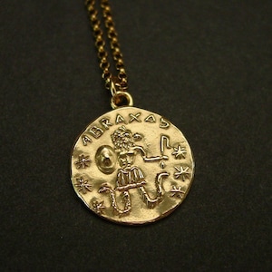 Abraxas Amulett-Halskette: Handgeschnitztes Gnostisches Schutzsymbol Talisman-Anhänger