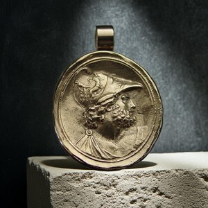 Ancient Greek Hero Theseus Intaglio Necklace - Handcrafted Knossos Museum Replica Pendant - Mythological Jewelry Percy Jackson