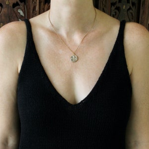 Hand-carved Jerusalem Cross Necklace: Bronze Knights Templar Pendant with 14k Gold Filled Chain image 3