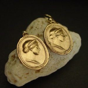 Goddess Hera Earrings - Juno Goddess - Intaglio Earrings - Antique Cameo - Birthing Goddess Earrings - Mothers Day Gift - Ancient Rome