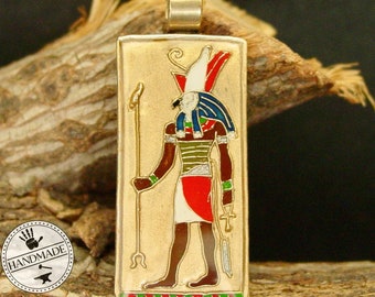 Horus Necklace - Ancient Egyptian God of the Sky and Protection - Hand Painted