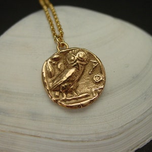 Athena Owl Necklace - Ancient Greek Coin Reproduction - Greek Mythology - Symbol of Wisdom - Hibou - Chouette