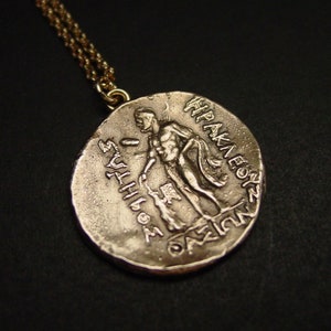 Heracles Hercules Necklace - Handcrafted Hercules Pendant - Ancient Rome - Ancient Coin Necklace - Greek Mythology - Percy jackson
