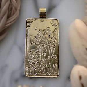 Sorceress Circe Pendant Necklace - Hand Carved Goddess of Enchantment & Sorcery with Swine and Lion