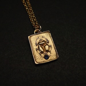 Scarab Necklace with Sapphire - Beetle Necklace - Ancient Egypt Jewelry - Skarabaus - Collier Scarabee