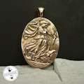Artemis Cameo Necklace: Handcrafted Goddess Diana The Huntress Gold Bronze Pendant/ Gold Filled chain