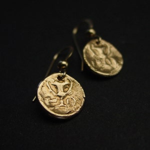 Cup of Bacchus Dionysus Small Coin Earrings Dainty Wine Cup Earrings Ancient Greek Coin Dionysus Jewelry Museum Earrings image 2