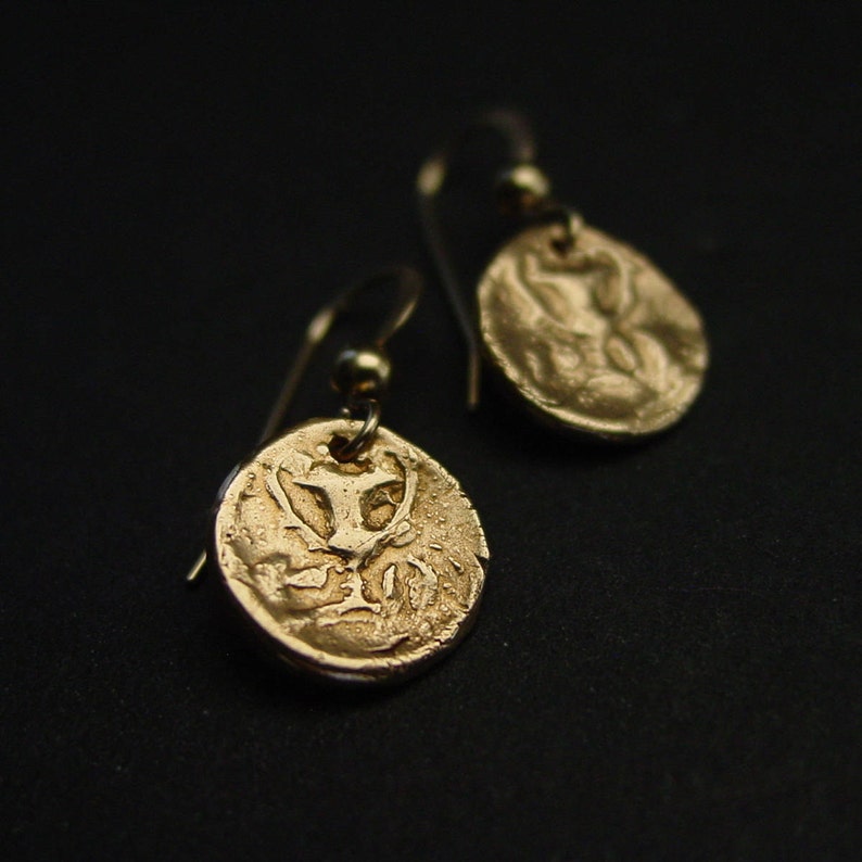 Cup of Bacchus Dionysus Small Coin Earrings Dainty Wine Cup Earrings Ancient Greek Coin Dionysus Jewelry Museum Earrings image 2