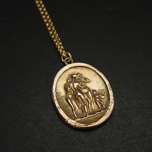 Eros and The Three Graces Necklace - Handcrafted Three Muses Goddesses Cameo Intaglio Necklace - Victorian Necklace