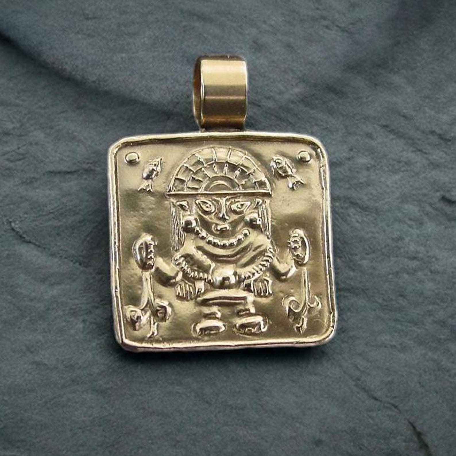 Inca Fish Runes Mama Cocha Necklace: Hand Carved Inca Goddess of the Sea and Fish ...