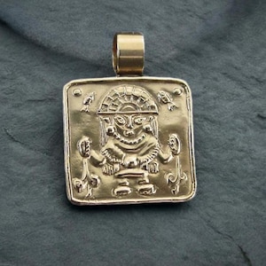 Mama Cocha Pendant Necklace - Hand Carved Mama Qucha - Inca Goddess of the Sea & Fishes - Hand Carved