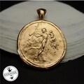 Hermes God and Tyche Necklace: Handcrafted Kiln-Fired Goddess Fortuna Intaglio Cameo Pendant