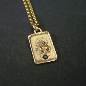 Scarab Necklace with Blue Sapphire - Handcrafted Beetle Necklace - Ancient Egypt Jewelry