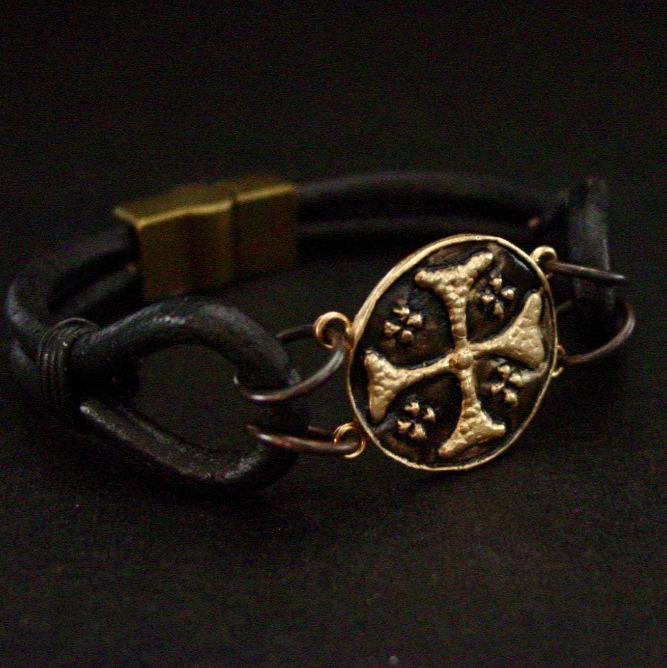 Templar Cross Jerusalem Cross Leather Bracelet for Men Etsy UK