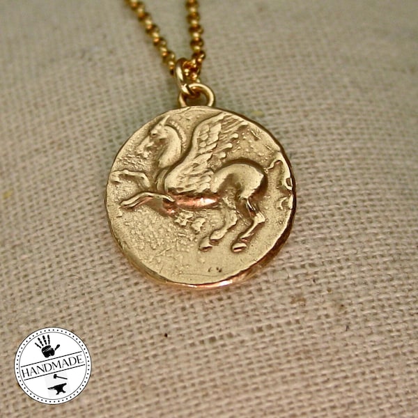 Pegasus Necklace: Handcrafted Ancient Coin Pendant - Percy Jackson Inspired