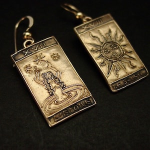 Pendientes Cartas del Tarot El Sol y La Estrella Tarot de Marsella - Baraja de Tarot - Lectura Psíquica - Pendientes de Tarot