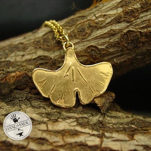 Ginkgo Biloba Necklace Small - Gingko - Botanical Necklace - Ginkgo Tree Leaf Necklace