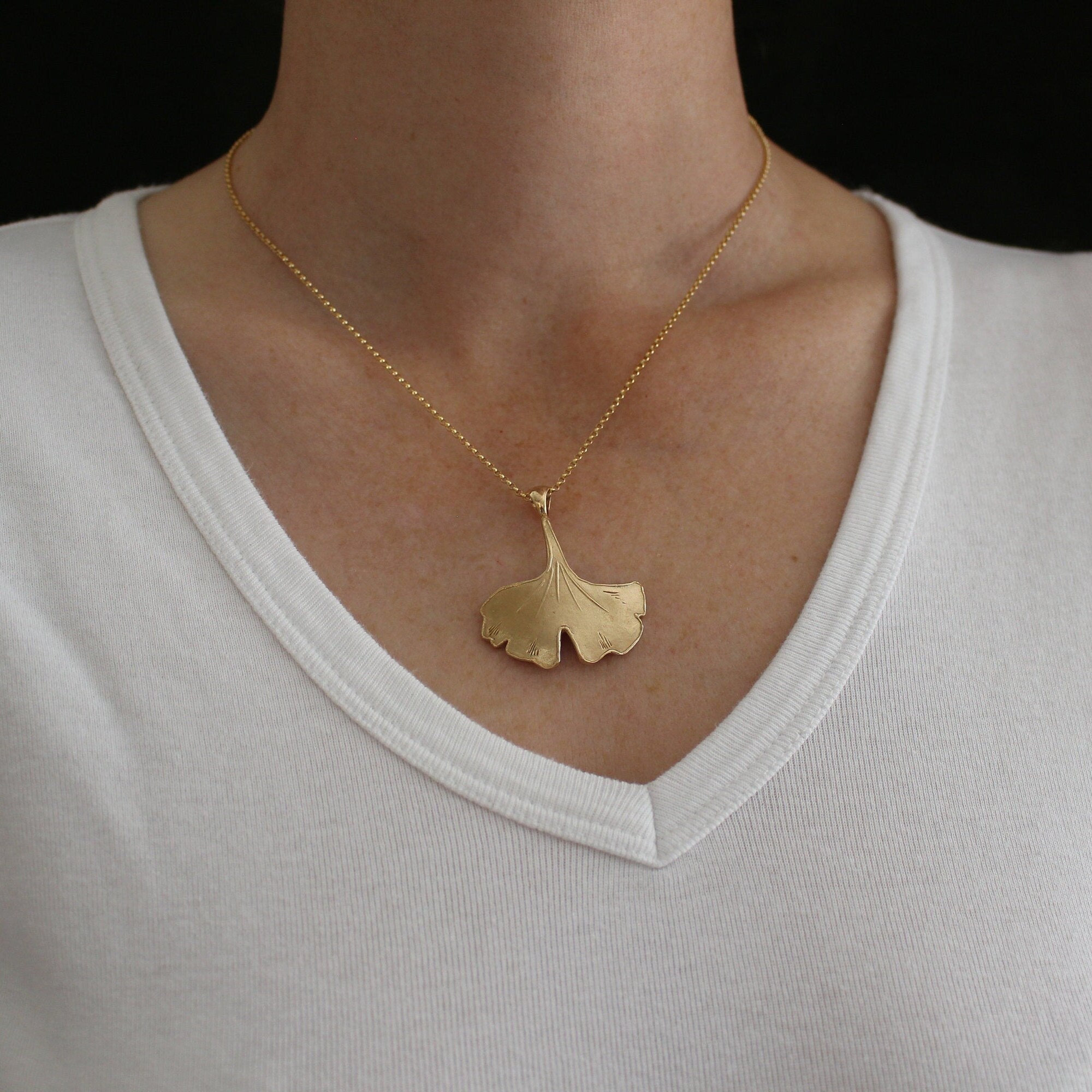 Ginkgo Leaf Necklace Gingko Necklace Ginkgo Biloba Etsy