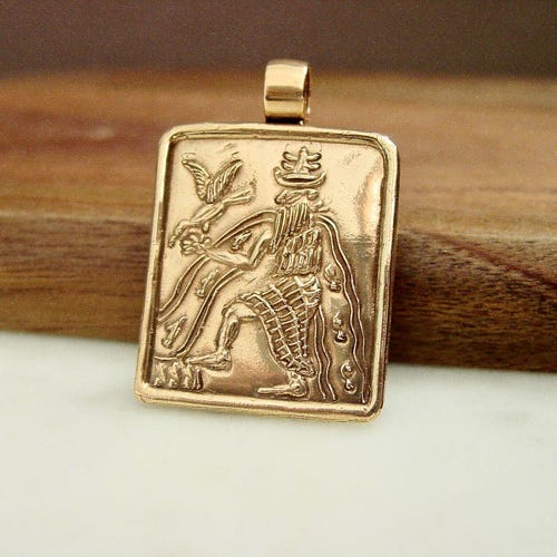 Enki Pendant Necklace: Hand Carved Mesopotamian God of Creation - Anunnaki Sumerian Jewelry