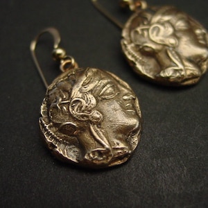 Athena Coin Earrings - Ancient Goddess of Wisdom and Justice - Handcrafted Ancient Greek Coin Reproduction - Greek Mythology