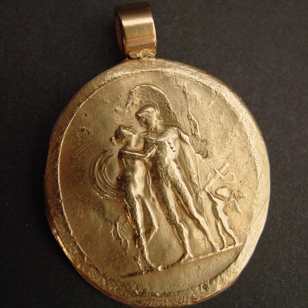 Aphrodite Cupid and Ares God of War Necklace Mothers Day Gift Cameo