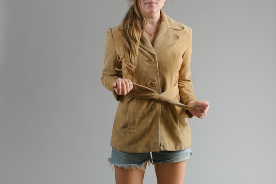 Mustard Suede Tie Waist Jacket