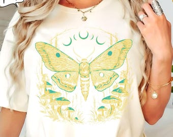 Moth Butterfly T-Shirt, Witchy Forestcore, Lunar Boho Top