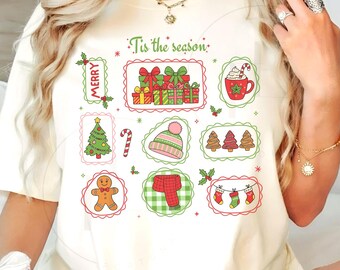 Cute Christmas Gift Shirt for Women, Tis The Season Sweatshirt, Xmas Tee, Holiday Winter Shirt, Festive Christmas Tree Bella Canvas® Tshirt