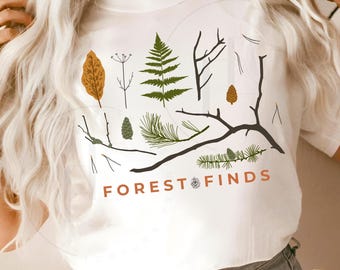 Koszulka Cottagecore Forest Finds dla miłośników natury, Koszulka z motywem botanicznym, Koszulka Granola Girl, Prezent dla miłośników wędrówek, Bella Canvas®