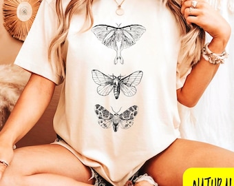 Vintage Moth Graphic Tee: Cottagecore Insect Shirt