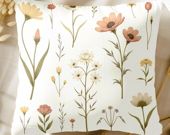 Floral Botanic Pillow: Elegant Flower Home Decor