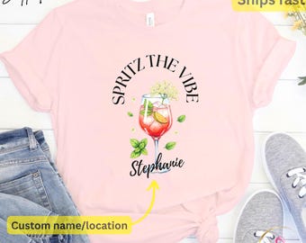 Custom Hugo Spritz Bella Canvas Tee: Bachelorette Party Summer Cocktail Shirt