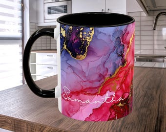 Personalized Marble Art Mug & Coaster, Unique Coffee Lover's Gift for Birthdays, Housewarming, Custom Drinkware
