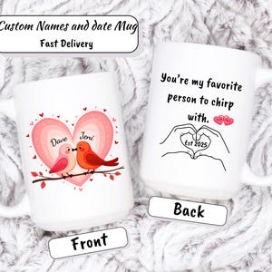 Couple Birds Mug Custom, Personalized Names & Date Design, Romantic Daily Reminder, Unique Anniversary Gift