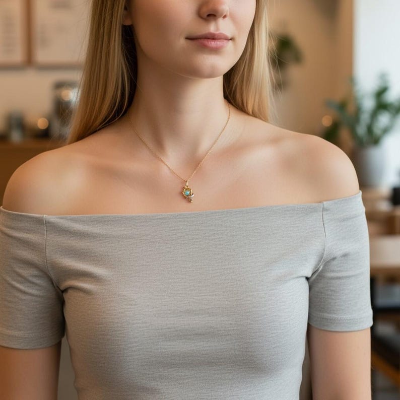 Felix Felicis Necklace, Liquid Luck Potion with Opal, Dainty Gold Wizard Jewelry, Magical Graduation or Birthday Gift for Her image 4