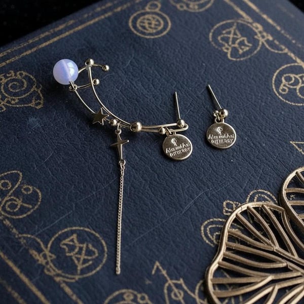 14K Gold Earrings with Ear Cuff Tassel and Pearl Earrings Asymmetric Design Elegant Jewelry Perfect for Party Night Out or Anniversary Gift