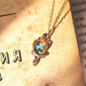 Felix Felicis Necklace, Liquid Luck Potion with Opal, Dainty Gold Wizard Jewelry, Magical Graduation or Birthday Gift for Her