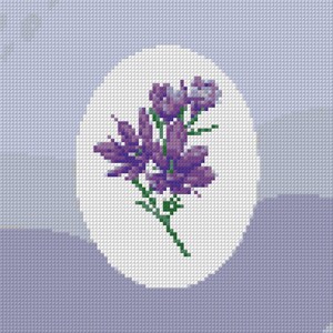 Kleine februari geboortebloem violet kruissteekontwerp ALLEEN pdf-bestand
