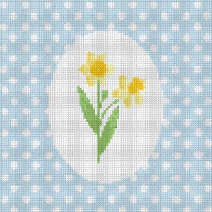 Diseño de punto de cruz de narcisos, la flor de nacimiento de marzo (solo archivo PDF).
