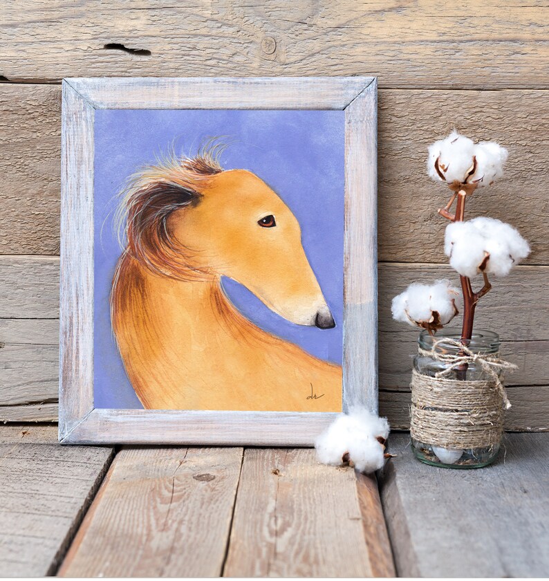 Fawn Silken Windhound Long Haired Whippet Art Print Etsy
