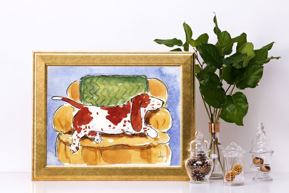 Basset Hound Creature Comfortable Art Print Etsy