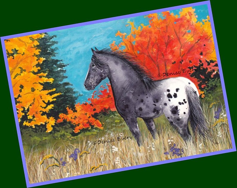 Black Blanket Appaloosa in Autumn Horse Art Print Etsy