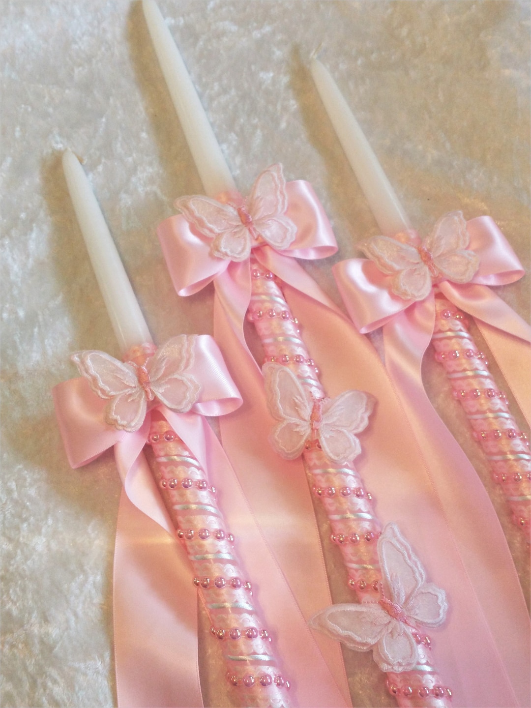 Baptism Candle Set, Greek Lambades, Orthodox Baptism Candles