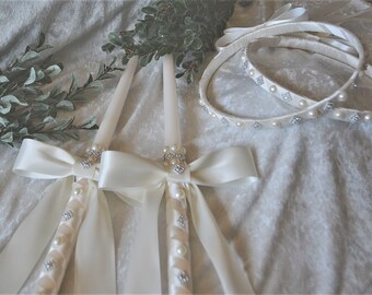 Greek Orthodox Crowns - Greek Wedding Crowns - Greek Wedding Candles - Ivory or White - Greek Stefana - Στέφανα - Lambathes - Lambades