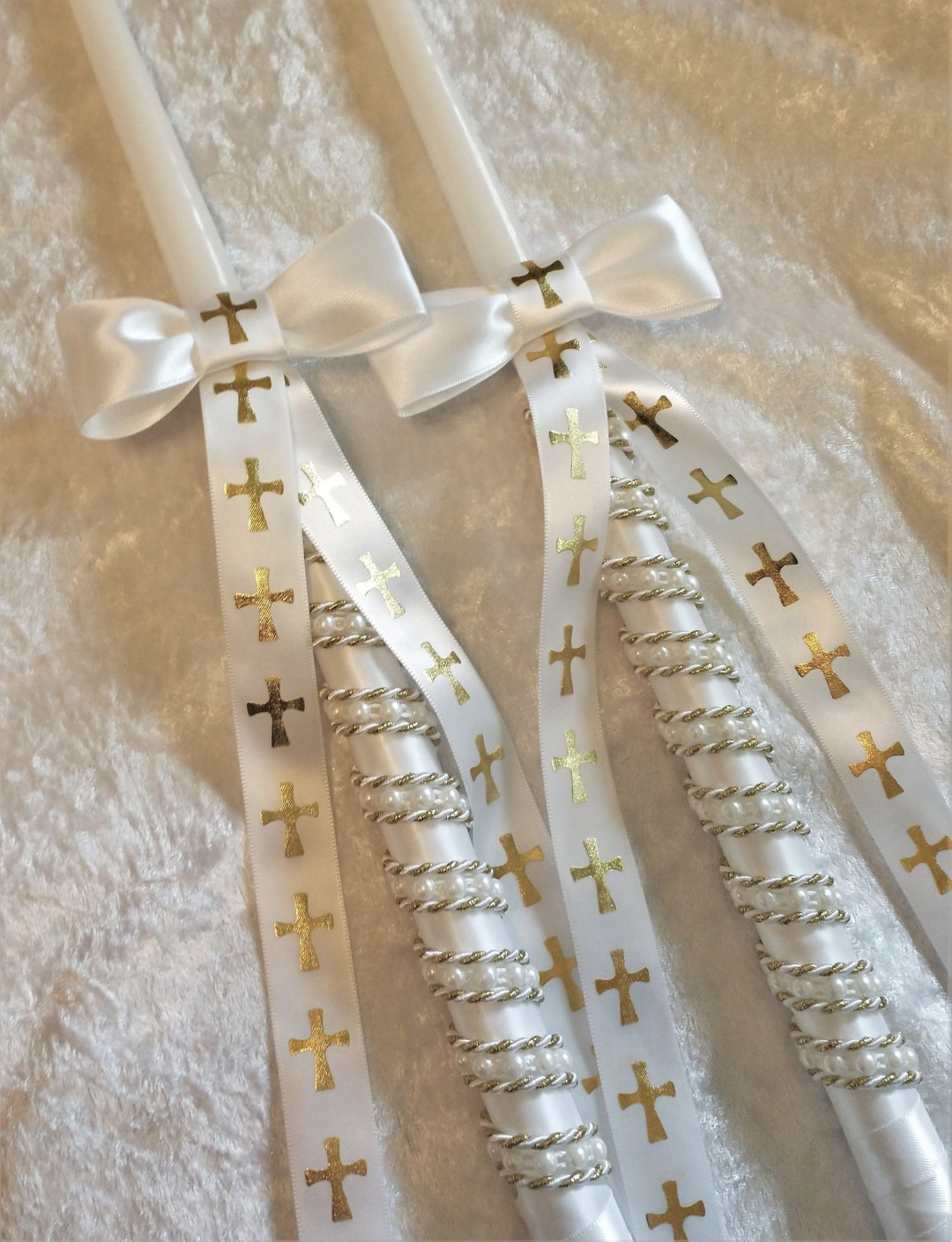 Orthodox Baptism Candles, Gold Cross Greek Wedding Lambathes — free download