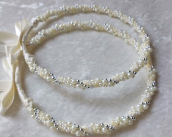 Ivory Pearl Stefana Crowns, Greek Wedding Crowns, Wedding Stefana, Greek Stefana, Orthodox Wedding Crowns